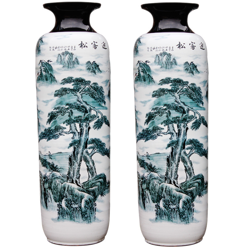 Large Chinese Hand Painted Dragon Ceramic Blue and White Porcelain Floor Vases