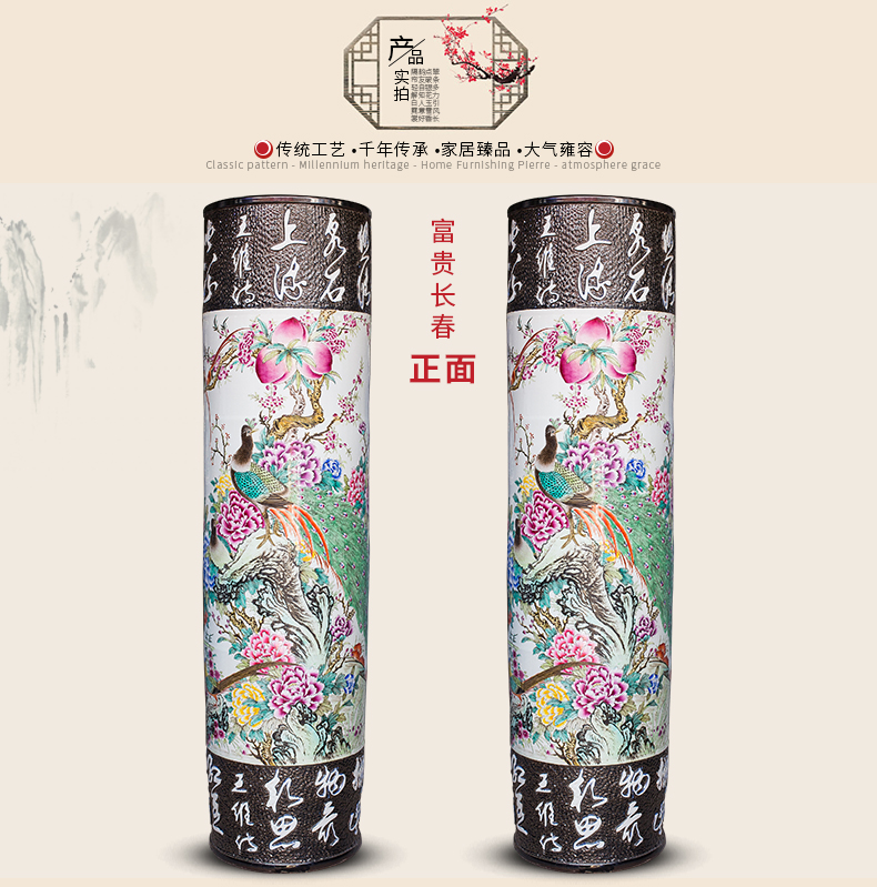 Large Chinese Hand Painted Dragon Ceramic Blue and White Porcelain Floor Vases