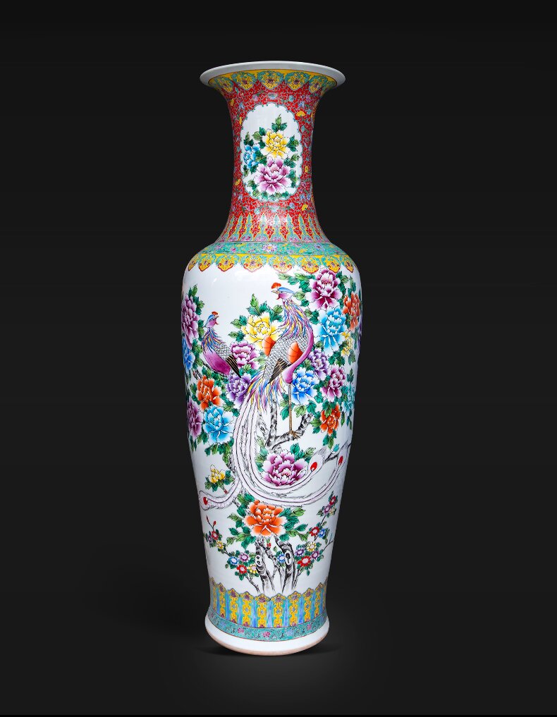 Large Chinese Hand Painted Dragon Ceramic Blue and White Porcelain Floor Vases