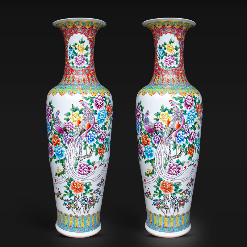 Large Chinese Hand Painted Dragon Ceramic Blue and White Porcelain Floor Vases