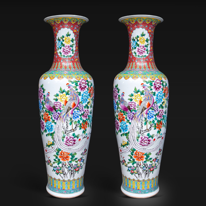 Large Chinese Hand Painted Dragon Ceramic Blue and White Porcelain Floor Vases