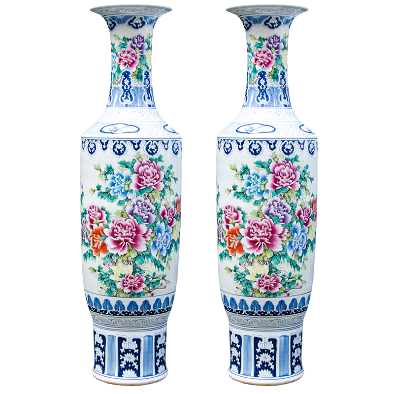 Large Chinese Hand Painted Dragon Ceramic Blue and White Porcelain Floor Vases