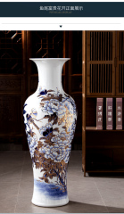 Large Chinese Hand Painted Dragon Ceramic Blue and White Porcelain Floor Vases