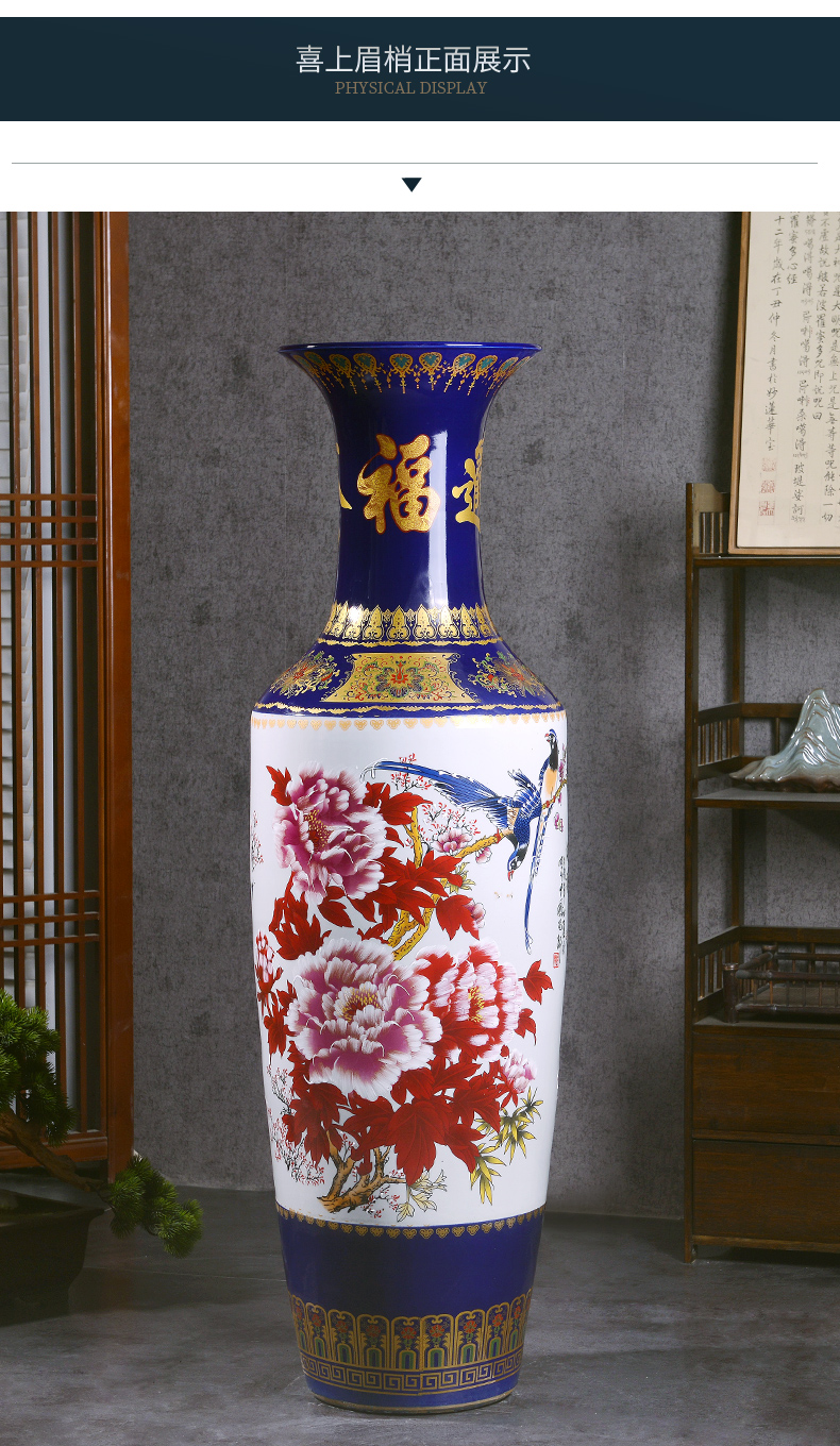 Large Chinese Hand Painted Dragon Ceramic Blue and White Porcelain Floor Vases