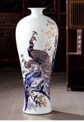 Large Chinese Hand Painted Dragon Ceramic Blue and White Porcelain Floor Vases