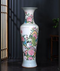 Large Chinese Hand Painted Dragon Ceramic Blue and White Porcelain Floor Vases