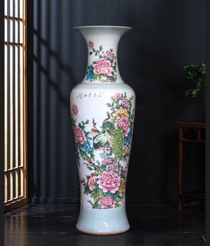 Large Chinese Hand Painted Dragon Ceramic Blue and White Porcelain Floor Vases