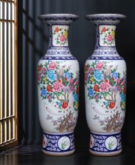 Large Chinese Hand Painted Dragon Ceramic Blue and White Porcelain Floor Vases