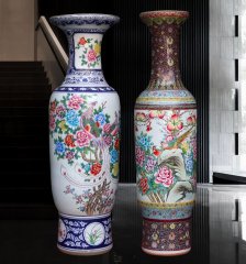 Large Chinese Hand Painted Dragon Ceramic Blue and White Porcelain Floor Vases