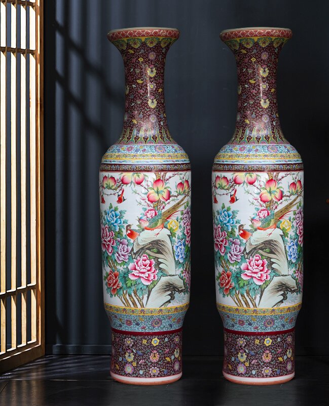 Large Chinese Hand Painted Dragon Ceramic Blue and White Porcelain Floor Vases