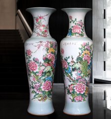 Large Chinese Hand Painted Dragon Ceramic Blue and White Porcelain Floor Vases