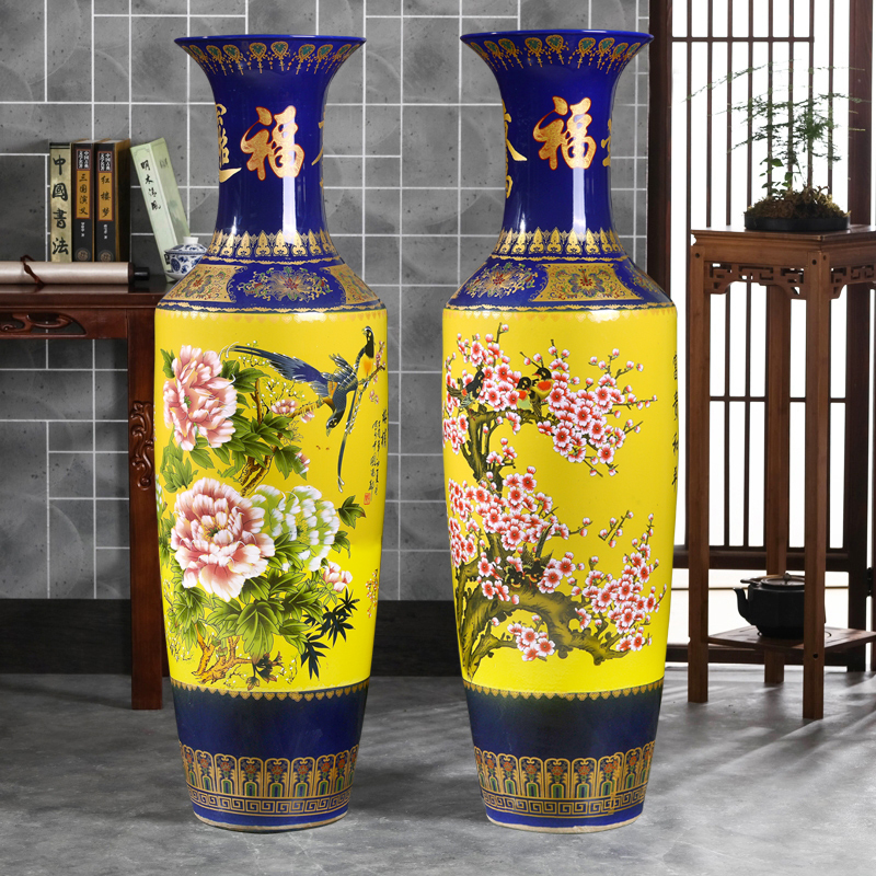 Large Chinese Hand Painted Dragon Ceramic Blue and White Porcelain Floor Vases