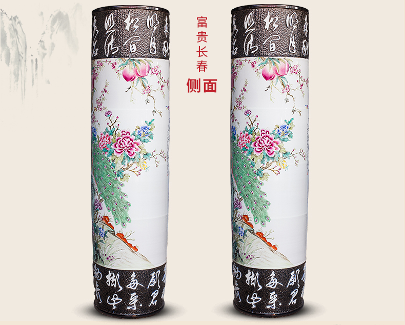 Large Chinese Hand Painted Dragon Ceramic Blue and White Porcelain Floor Vases