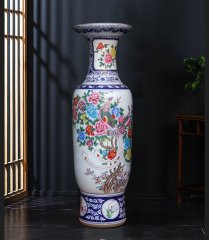 Large Chinese Hand Painted Dragon Ceramic Blue and White Porcelain Floor Vases