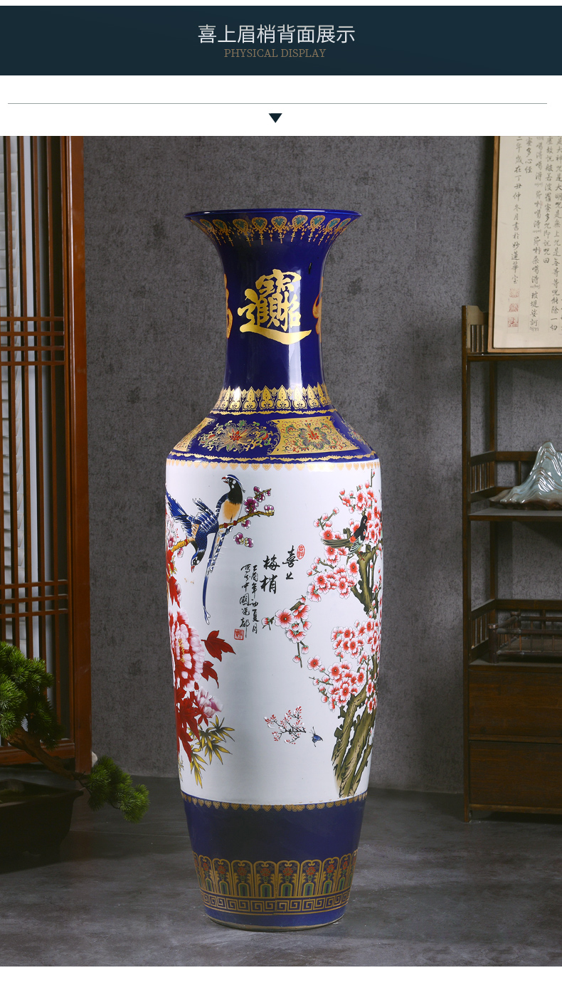 Large Chinese Hand Painted Dragon Ceramic Blue and White Porcelain Floor Vases