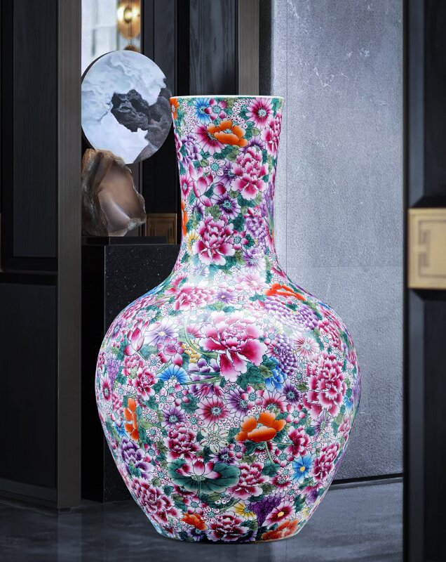 Large Chinese Hand Painted Dragon Ceramic Blue and White Porcelain Floor Vases