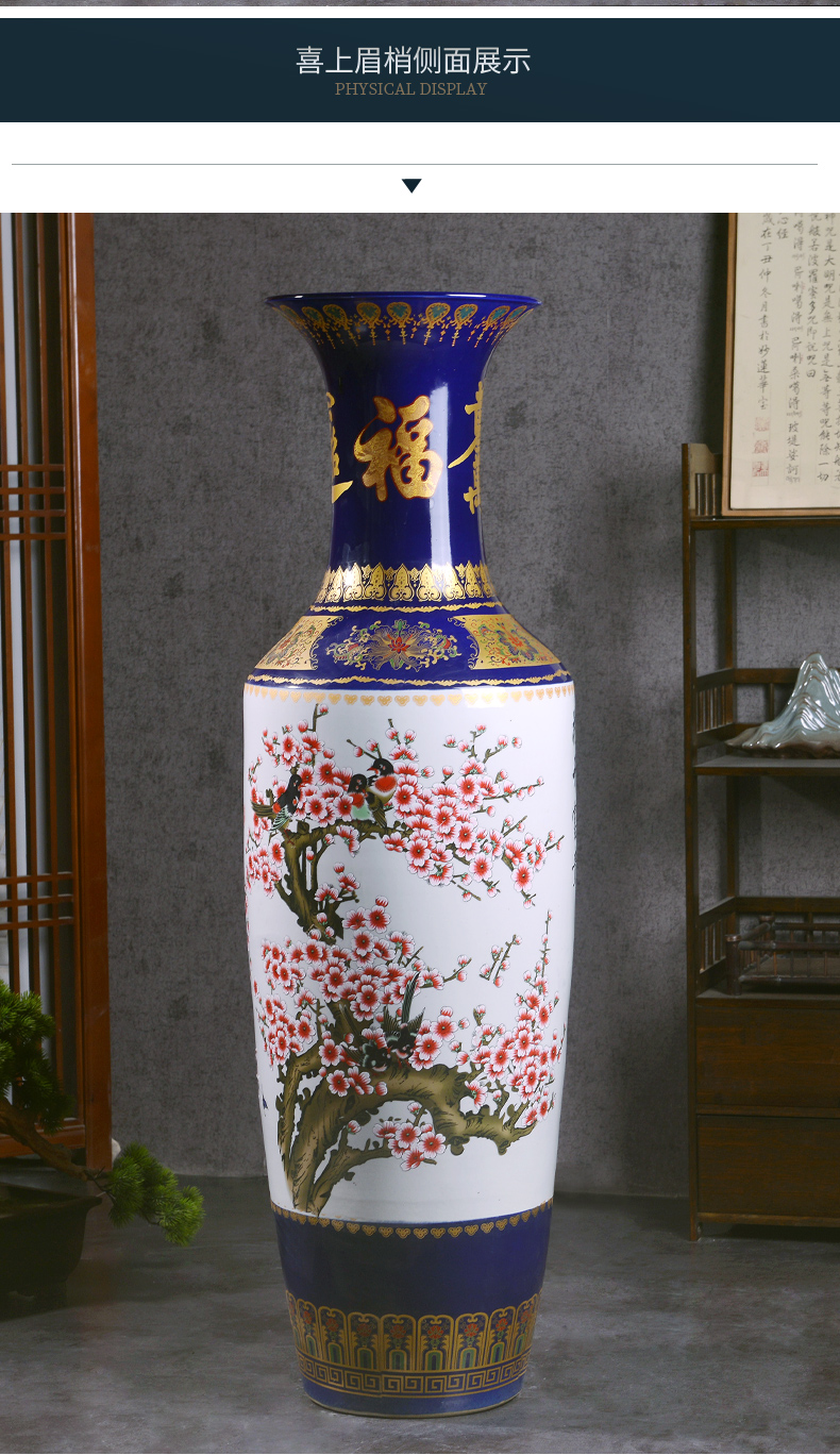 Large Chinese Hand Painted Dragon Ceramic Blue and White Porcelain Floor Vases