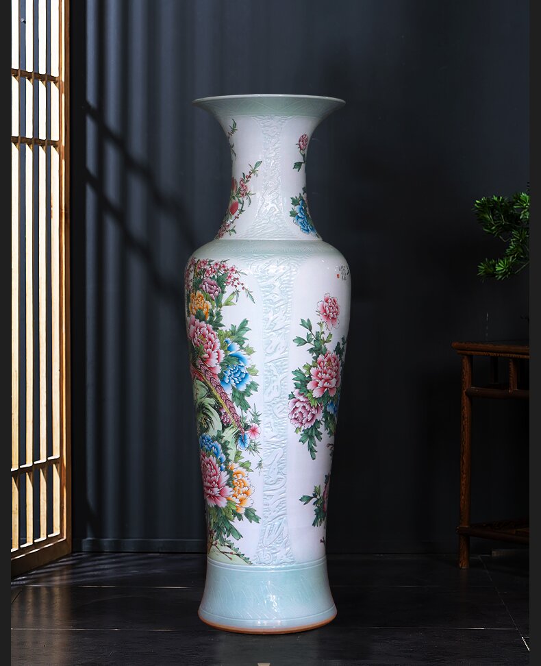 Large Chinese Hand Painted Dragon Ceramic Blue and White Porcelain Floor Vases