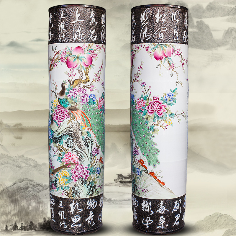 Large Chinese Hand Painted Dragon Ceramic Blue and White Porcelain Floor Vases
