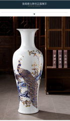 Large Chinese Hand Painted Dragon Ceramic Blue and White Porcelain Floor Vases