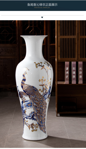 Large Chinese Hand Painted Dragon Ceramic Blue and White Porcelain Floor Vases