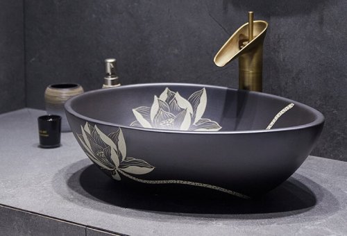 Big Oval Ceramic Hand Maded Wash Basin Bathroom Vessel Sink Bowl from Jingdezhen Porcelain Factory