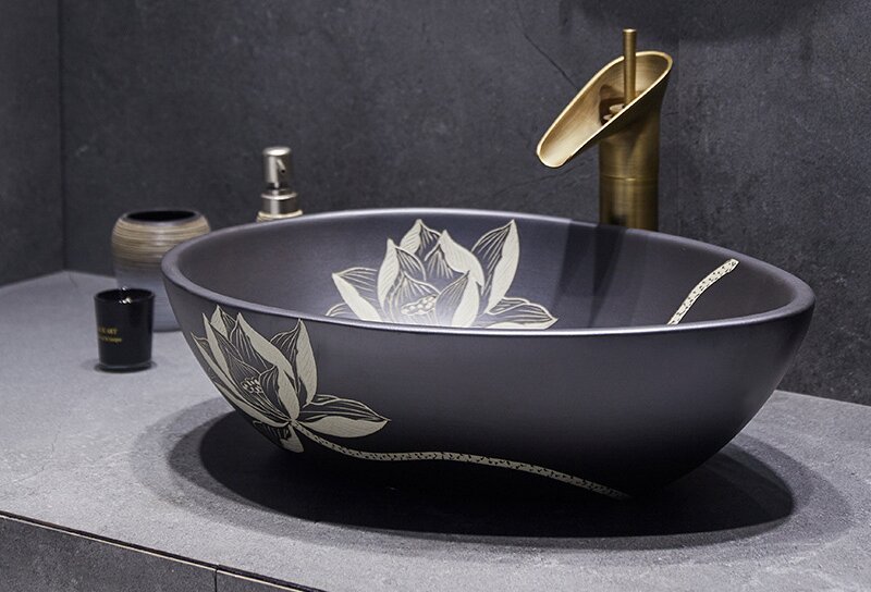 Big Oval Ceramic Hand Maded Wash Basin Bathroom Vessel Sink Bowl from Jingdezhen Porcelain Factory