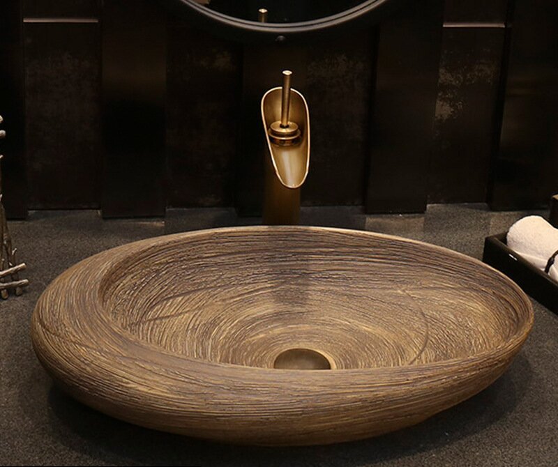 Big Oval Ceramic Hand Maded Wash Basin Bathroom Vessel Sink Bowl from Jingdezhen Porcelain Factory