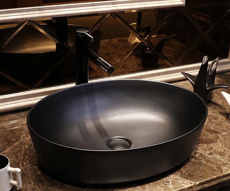 Big Oval Ceramic Hand Maded Wash Basin Bathroom Vessel Sink Bowl from Jingdezhen Porcelain Factory