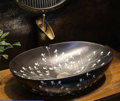 Big Oval Ceramic Hand Maded Wash Basin Bathroom Vessel Sink Bowl from Jingdezhen Porcelain Factory