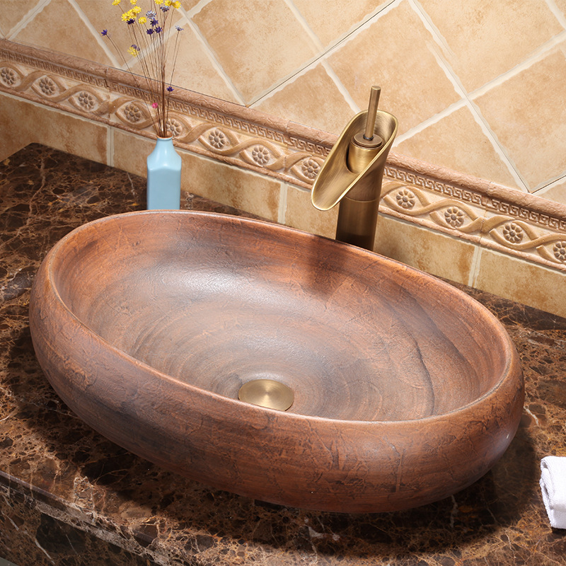 Big Oval Ceramic Hand Maded Wash Basin Bathroom Vessel Sink Bowl from Jingdezhen Porcelain Factory