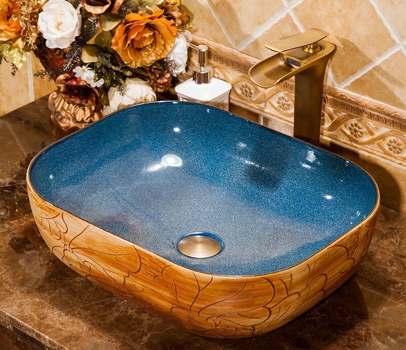 Big Oval Ceramic Hand Maded Wash Basin Bathroom Vessel Sink Bowl from Jingdezhen Porcelain Factory