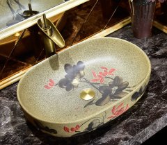 Big Oval Ceramic Hand Maded Wash Basin Bathroom Vessel Sink Bowl from Jingdezhen Porcelain Factory