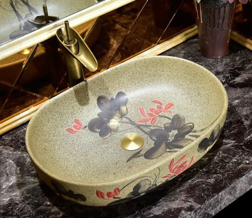 Big Oval Ceramic Hand Maded Wash Basin Bathroom Vessel Sink Bowl from Jingdezhen Porcelain Factory