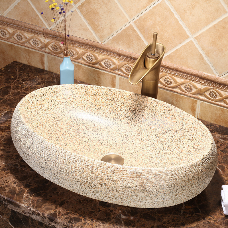 Big Oval Ceramic Hand Maded Wash Basin Bathroom Vessel Sink Bowl from Jingdezhen Porcelain Factory