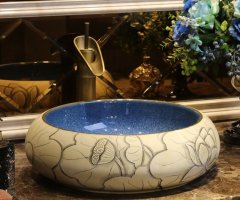 Big Oval Ceramic Hand Maded Wash Basin Bathroom Vessel Sink Bowl from Jingdezhen Porcelain Factory