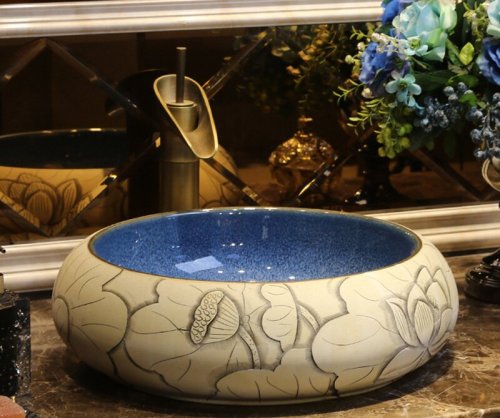 Big Oval Ceramic Hand Maded Wash Basin Bathroom Vessel Sink Bowl from Jingdezhen Porcelain Factory