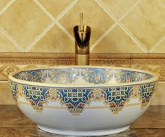 Luxury Style Ceramic Countertop Wash Basin Bathroom Vessel Sink for Vanity Bowl