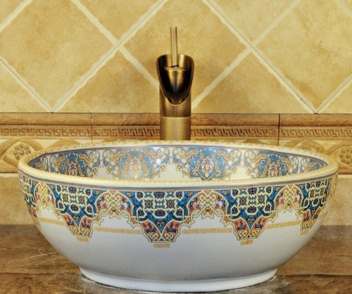 Luxury Style Ceramic Countertop Wash Basin Bathroom Vessel Sink for Vanity Bowl