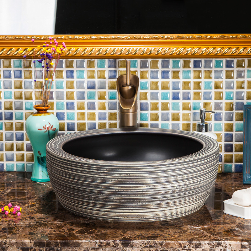 Luxury Style Ceramic Countertop Wash Basin Bathroom Vessel Sink for Vanity Bowl