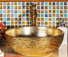Luxury Style Ceramic Countertop Wash Basin Bathroom Vessel Sink for Vanity Bowl