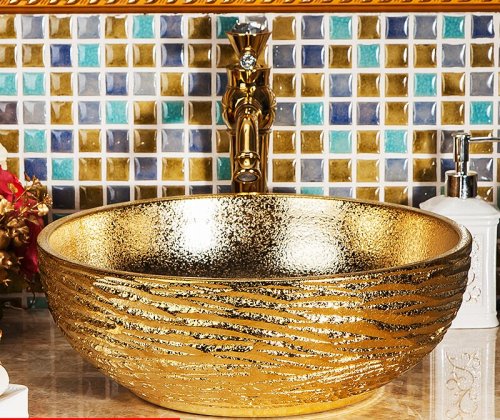 Luxury Style Ceramic Countertop Wash Basin Bathroom Vessel Sink for Vanity Bowl