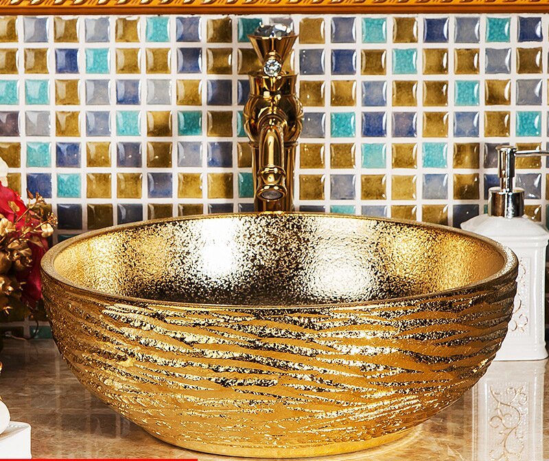 Luxury Style Ceramic Countertop Wash Basin Bathroom Vessel Sink for Vanity Bowl