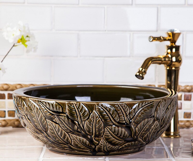 Luxury Style Ceramic Countertop Wash Basin Bathroom Vessel Sink for Vanity Bowl