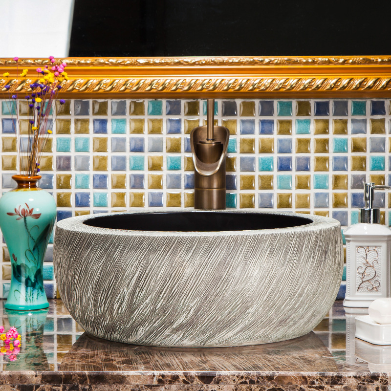 Luxury Style Ceramic Countertop Wash Basin Bathroom Vessel Sink for Vanity Bowl