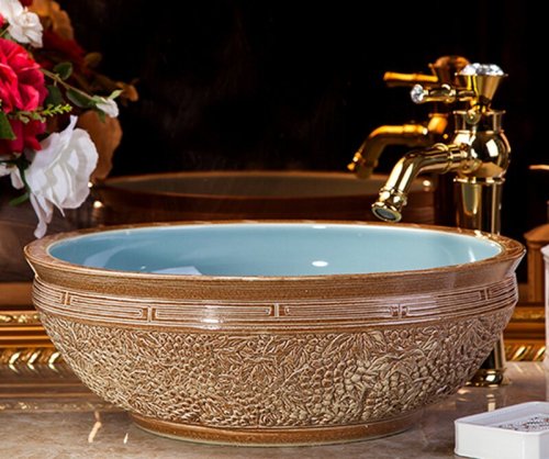 Luxury Style Ceramic Countertop Wash Basin Bathroom Vessel Sink for Vanity Bowl