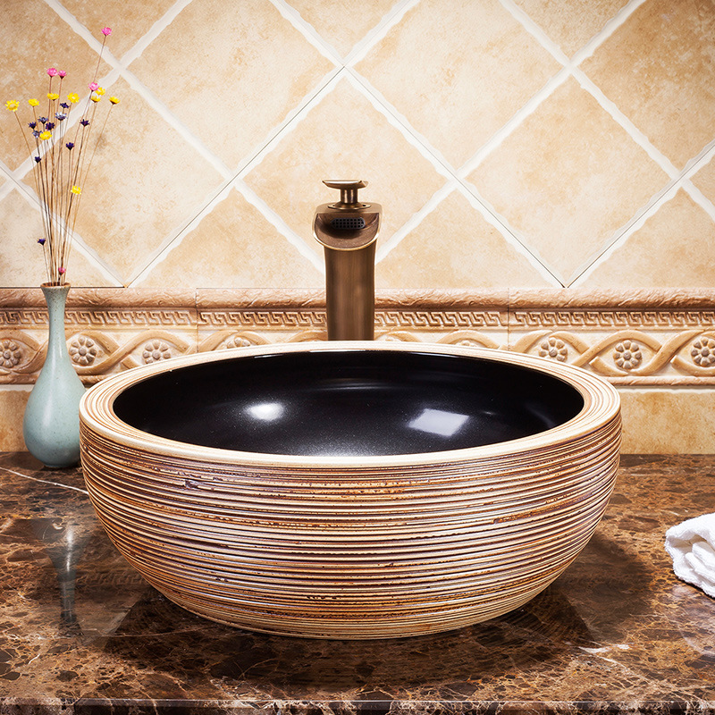 Luxury Style Ceramic Countertop Wash Basin Bathroom Vessel Sink for Vanity Bowl