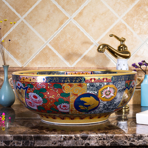 Luxury Style Ceramic Countertop Wash Basin Bathroom Vessel Sink for Vanity Bowl