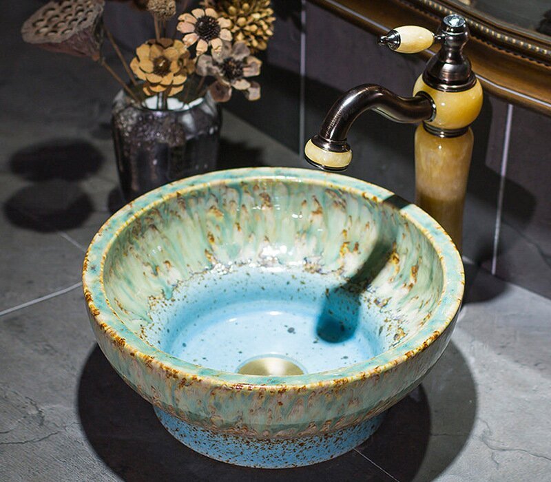 Luxury Style Ceramic Countertop Wash Basin Bathroom Vessel Sink for Vanity Bowl