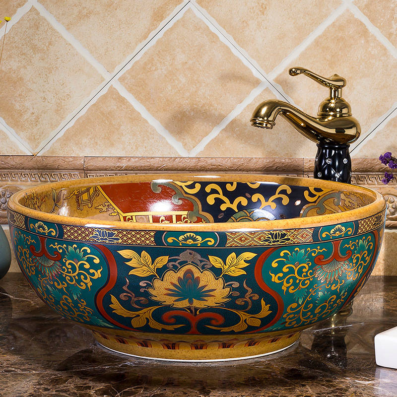 Luxury Style Ceramic Countertop Wash Basin Bathroom Vessel Sink for Vanity Bowl